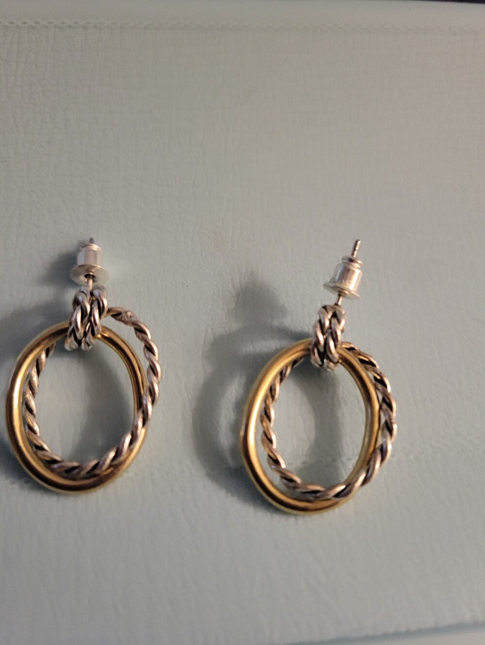 Two-Tone Gold & Silver Hoop Drop Earrings - Women Jewelry